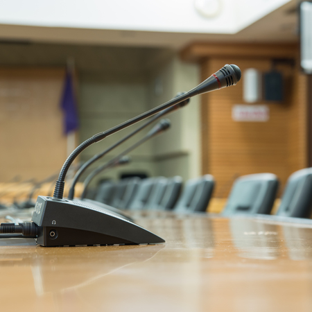 Mics in conference center image